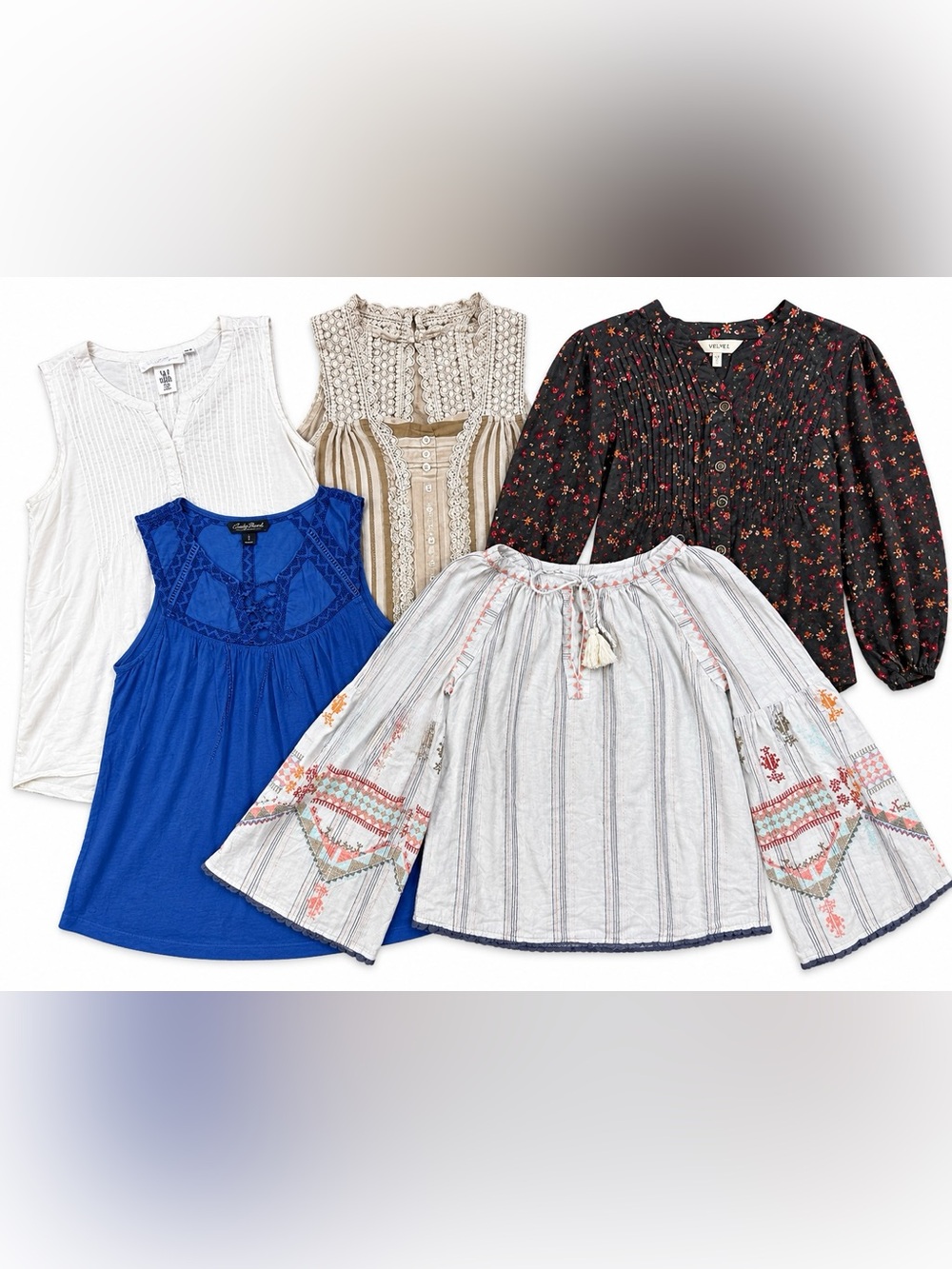 Women’s Boho Blouse Bundle Lot of 5 – Lucky, Cabi, Matilda Jane, LoveStitch, H&M